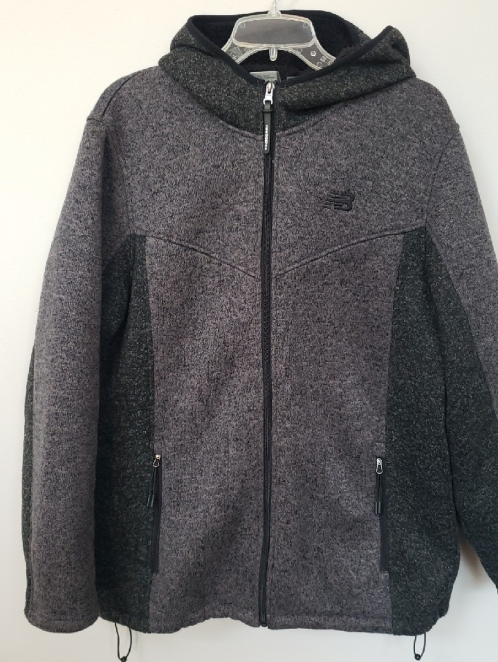New Balance Two Tone Gray Full-Zip Hooded Jacket Womens 1X Sherpa Lined Active